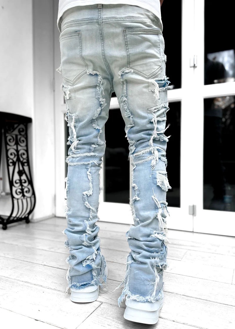 designer ksubi jeans Loose pants high waist ksubis stack jeans Ripped High Street Retro Paint Spot Patch Hole Denim Streetwear silm Feet jeans denim T