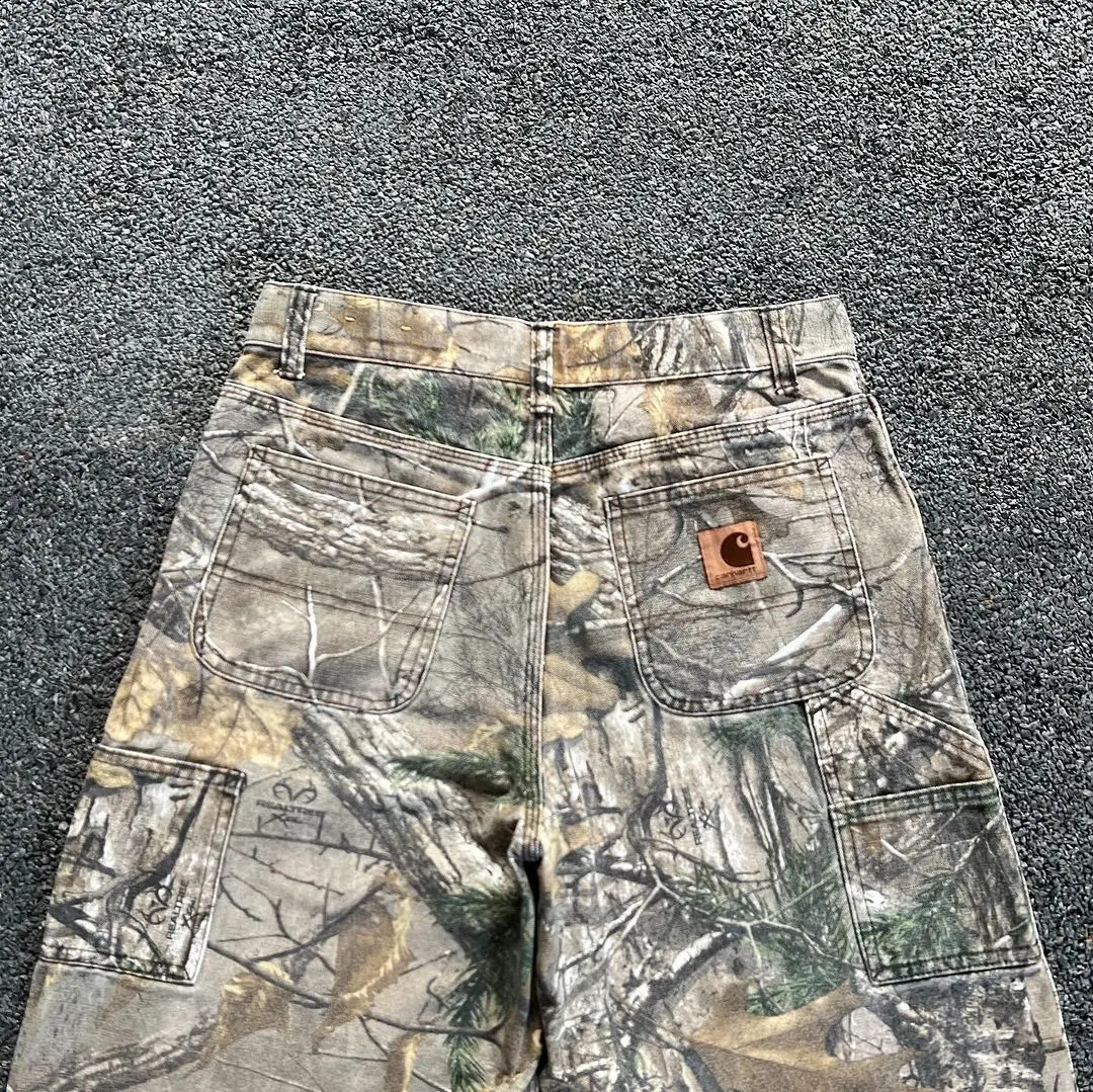 Y2K Harajuku casual jeans retro camouflage straight American fashion mens streetwear wide leg 240902