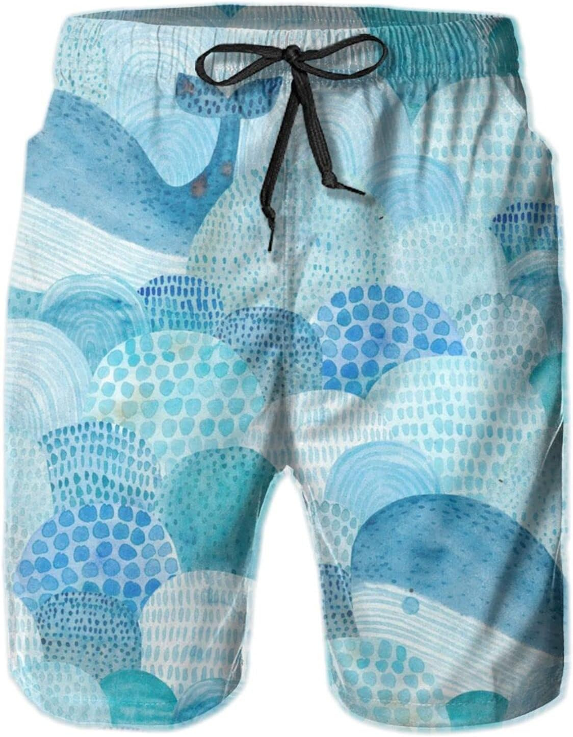 Mens Shorts 3D Printed Pattern Blue Whale In The Waves Swim Trunks Quick Dry Print Beach Board Swimwear