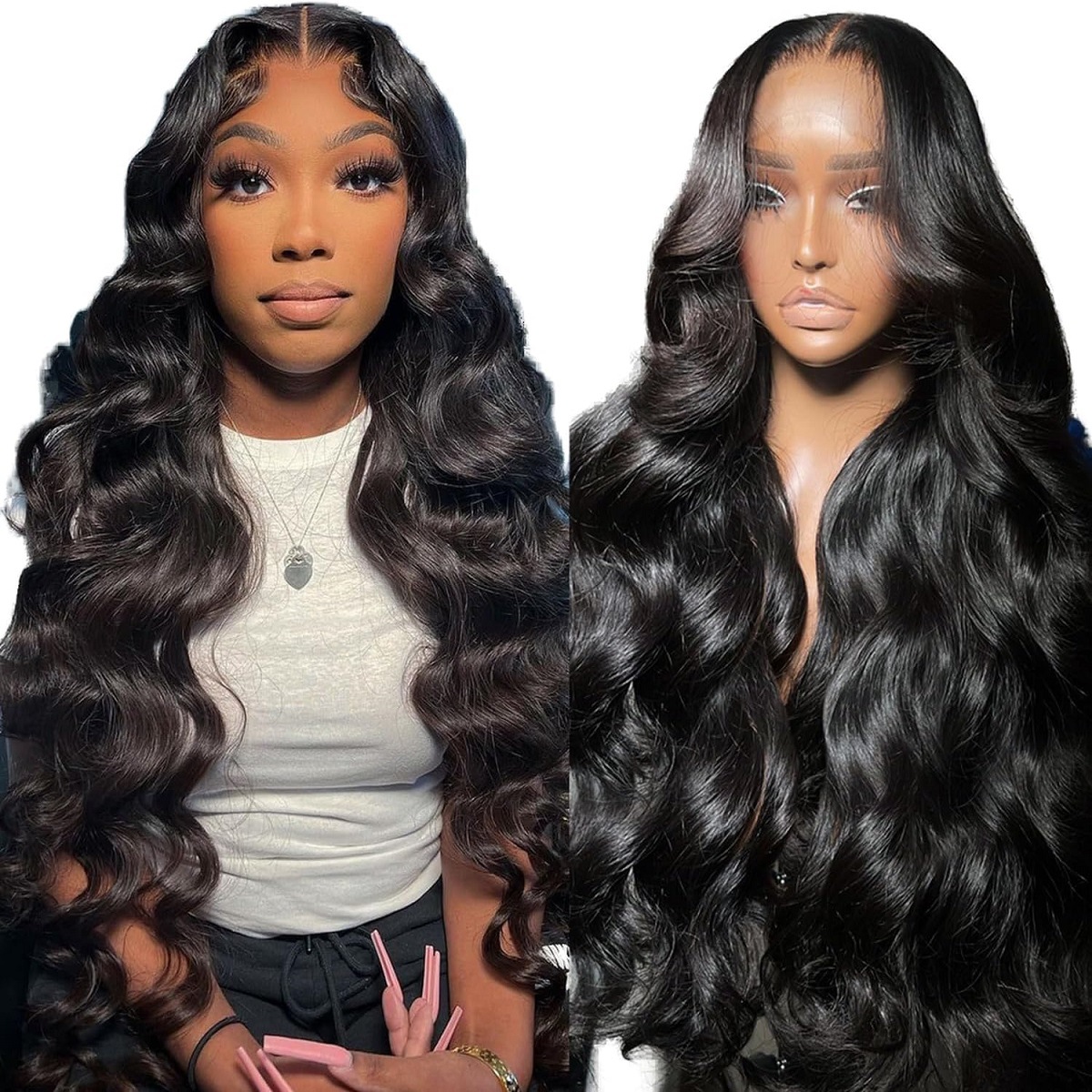 13x4 Deep Wave Simualtion Human Hair Brazilian lace wig in large waves long curly hair African women's long hair wig set