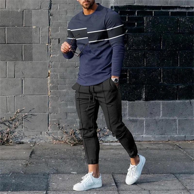 Men's Tracksuits Sweatshirt Pants 2 Piece Sets O Neck Long Sleeve T Shirt Sweatpants Male Oversized T-shirts Sportswear Clothing