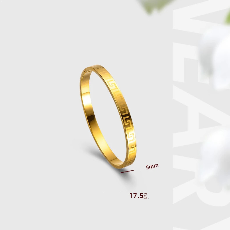 14k Gold Bracelet for WOMen Chinese Tradition Great Wall Pattern Bracelet Bangle High QualiTY Jewelry Gifts 240902