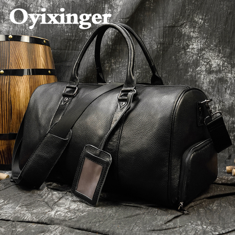 mens travel bag casual leather large capacity shoulder strap with shoes lage outdoor sunshine 240903