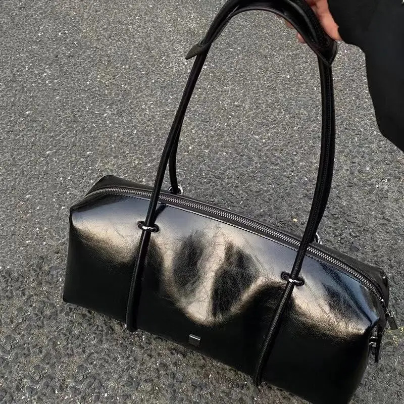 Large capacity Boston bag tie Trendy Streetewear motorcycle Black travel Bolsos Para Mujer Tendencia 240903