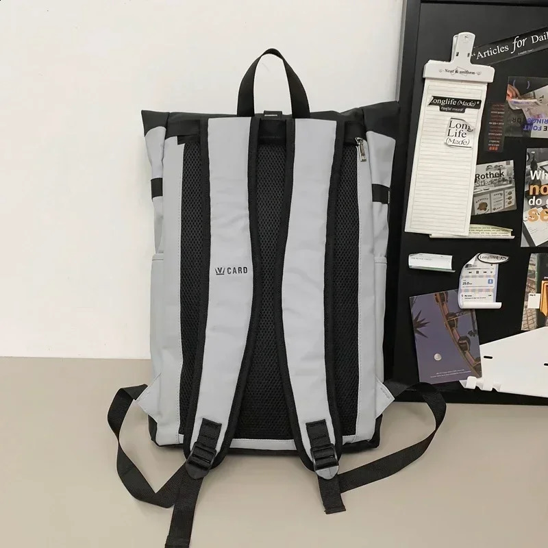 Nylon Solid Color High Quality Backpack Zipper Soft Handle Casual Air Cushion with Academic Style Bag 240903