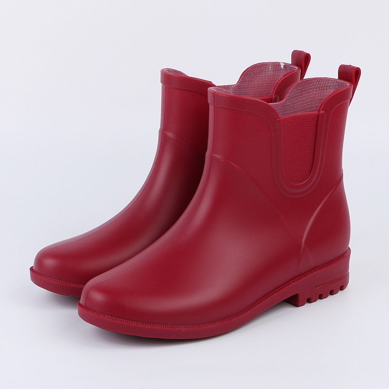 Non-slip New Arrival Water-proof Women Shoes Mid-calf Low Heels Short PVC Waterproof Rain Boots 05a6