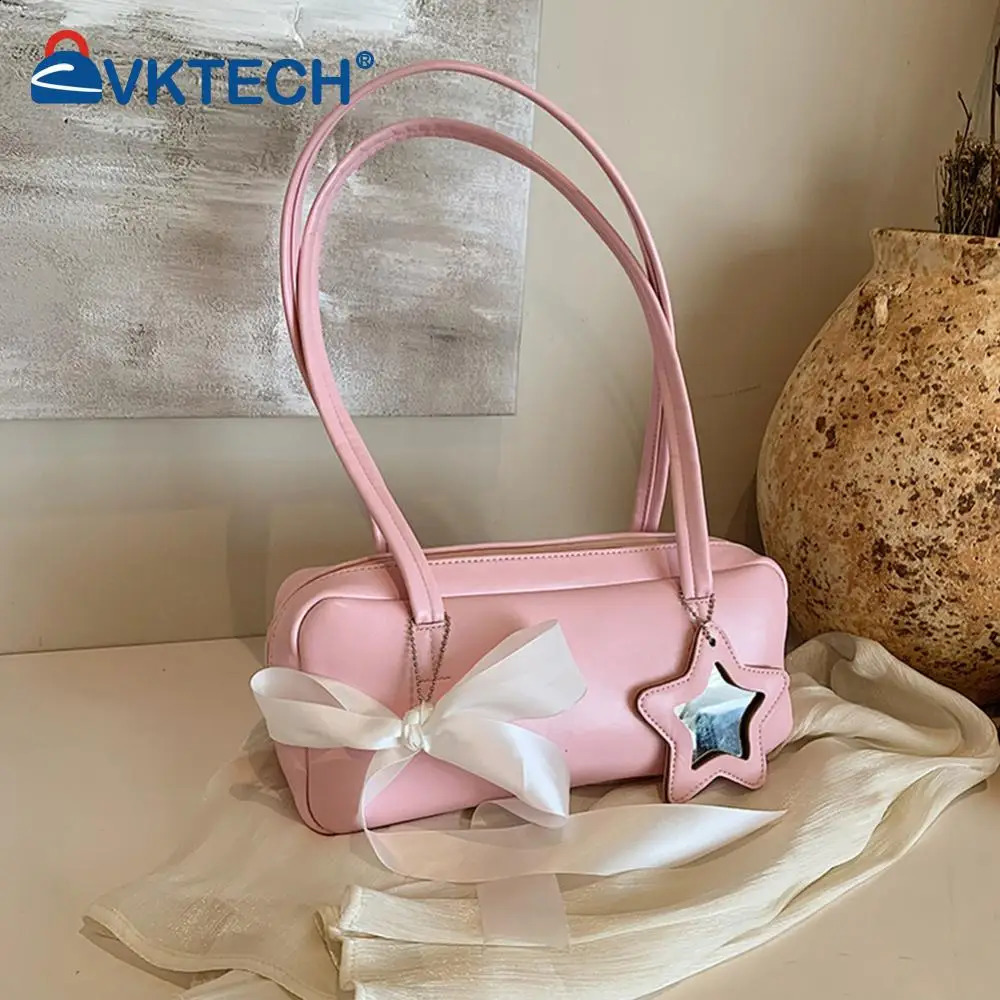 Womens casual armrest handbag fashionable shoulder bag with star pendant solid color Y2K bottom womens 240903