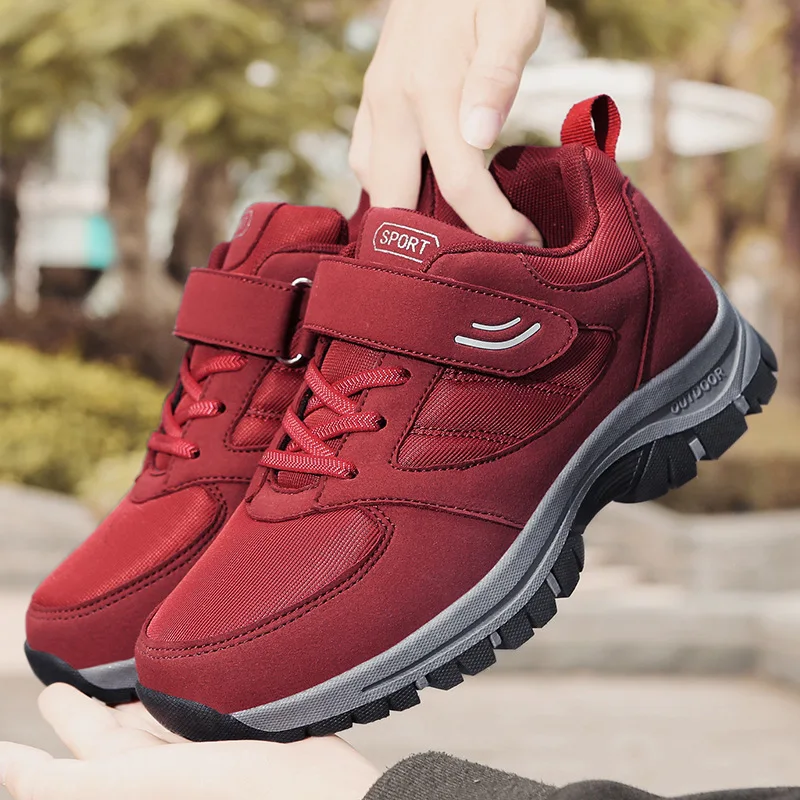 Trendy Men's Running Shoes With Hook And Loop Fastener, Comfy Breathable Wear Resistant Shock Absorption Cushioned Sneakers 8b31