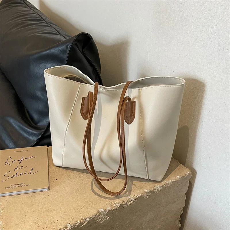 Fashion Zipper Womens Handbag for Sale High Quality Communicating PU Shoulder Bag Sewing Thread Large Capacity 240903