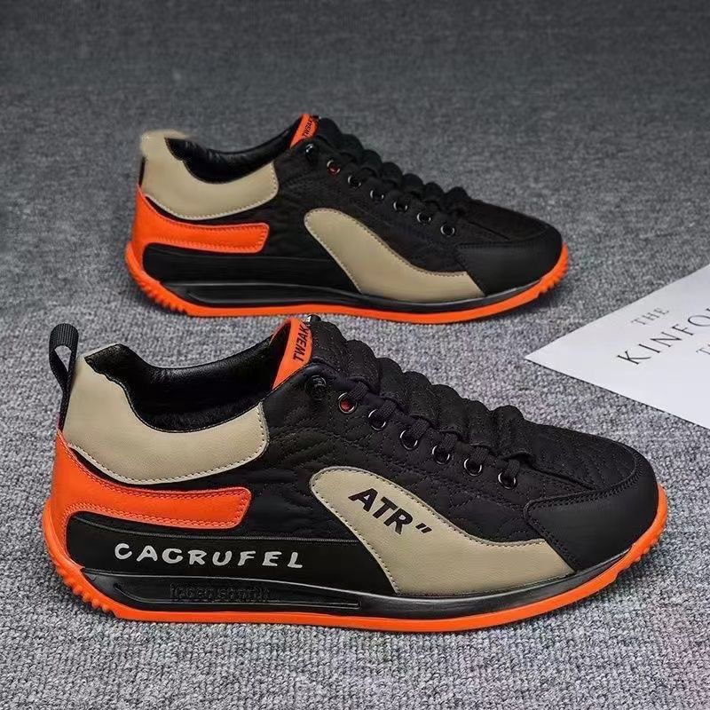 Men Shoes Trendy Solid Casual Leather Sneakers Comfy Non Slip Lace Up Shoes Outdoor Activities Running Sports Shoes Zapatillas