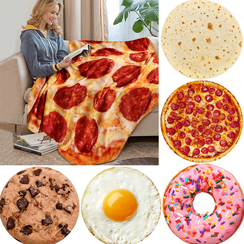 pizza food blanket super soft plush throw used for bed sofa decoration camping winter round 240903