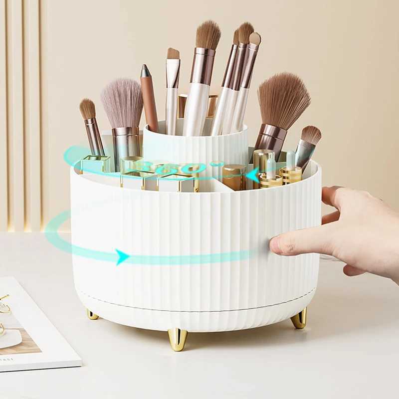360 Rotating Makeup Organizer Large Capacity Desktop Cosmetic Storage Box Portable Lipstick Makeup Brush Pen Holder for Bathroom Y240906