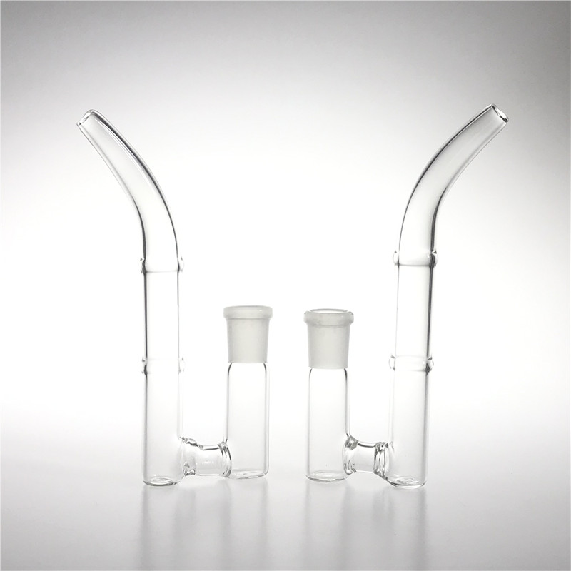 J Hook Adapter Glass Bong Adapter Ash Catchers Smoking Pipes with 14mm Female Clear Thick Pyrex Glass Straw Curve Pipes