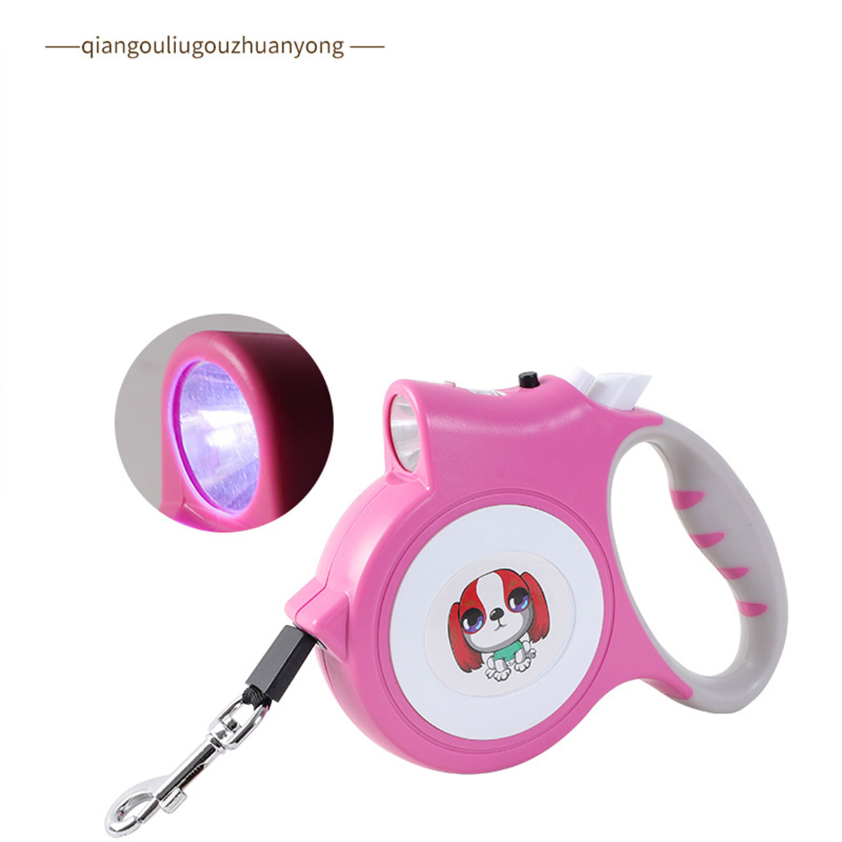 Halloween pet supplies Pet leash with LED light automatic retractable leash, portable automatic leash outdoor dog walking leash