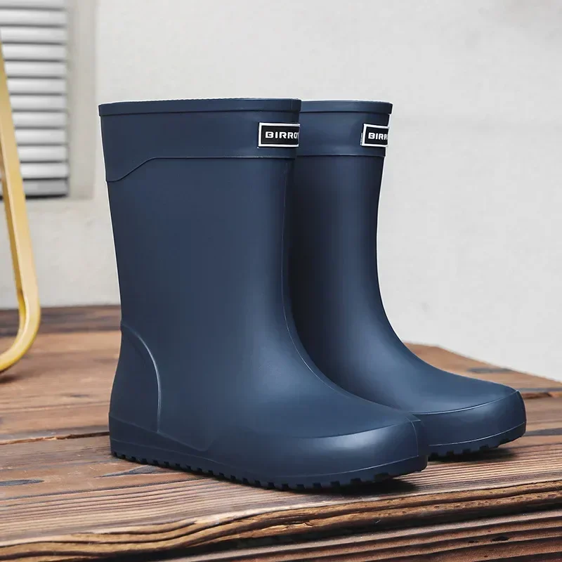 Men's Fashion Rain Rubber Gumboots Slip on Mid-calf Waterproof Working Boots Comfort Non-slip Fishing Shoes for Men 2024 2e18 N-slip