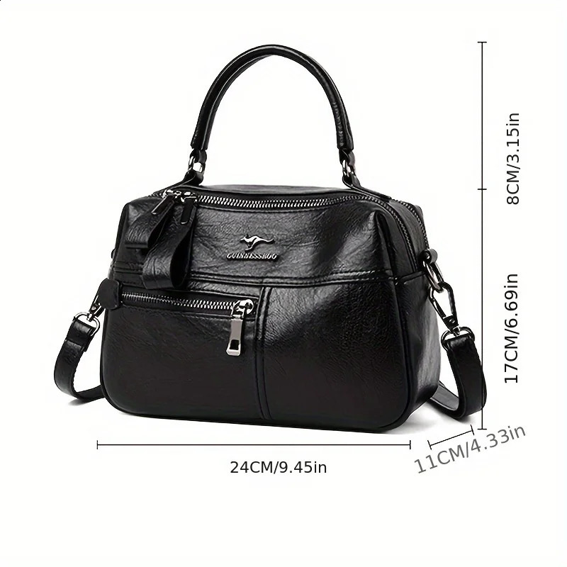 Sheepskin Boston Bag Cross Straddle Handbag Fashion Cool Soft Leather Womens 240903