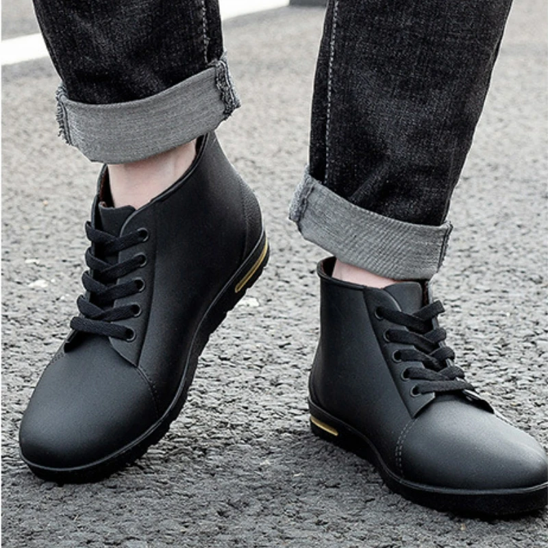 Rain Men Boots Waterproof Fishing Husband Man Work Garden Rubber Boot Oil-proof Non-slip Kitchen Shoes Footwear2023 d9bf