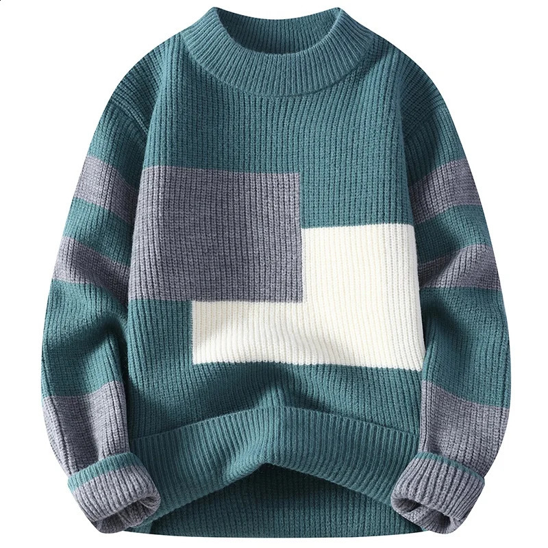 Sweaters men 2024 winter korean style mens warm sweater mens fashion sweaters Splicing color patterns Mens wool pullovers male 240904