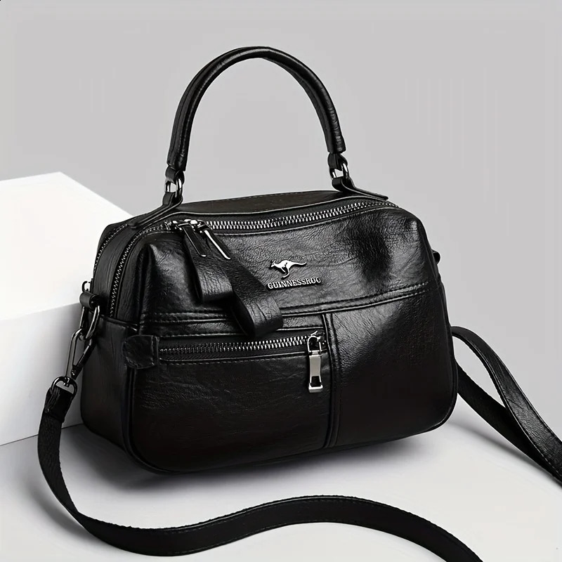 Sheepskin Boston Bag Cross Straddle Handbag Fashion Cool Soft Leather Womens 240903