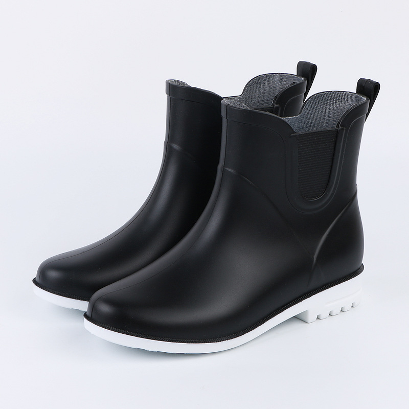 Non-slip New Arrival Water-proof Women Shoes Mid-calf Low Heels Short PVC Waterproof Rain Boots 05a6