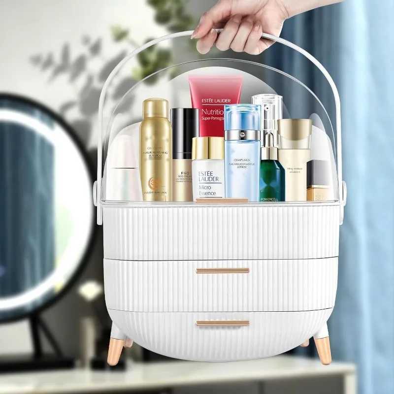 Makeup OrganizersSkincare Organizer for VanityPortable Cosmetic display case Makeup caddy Y240905