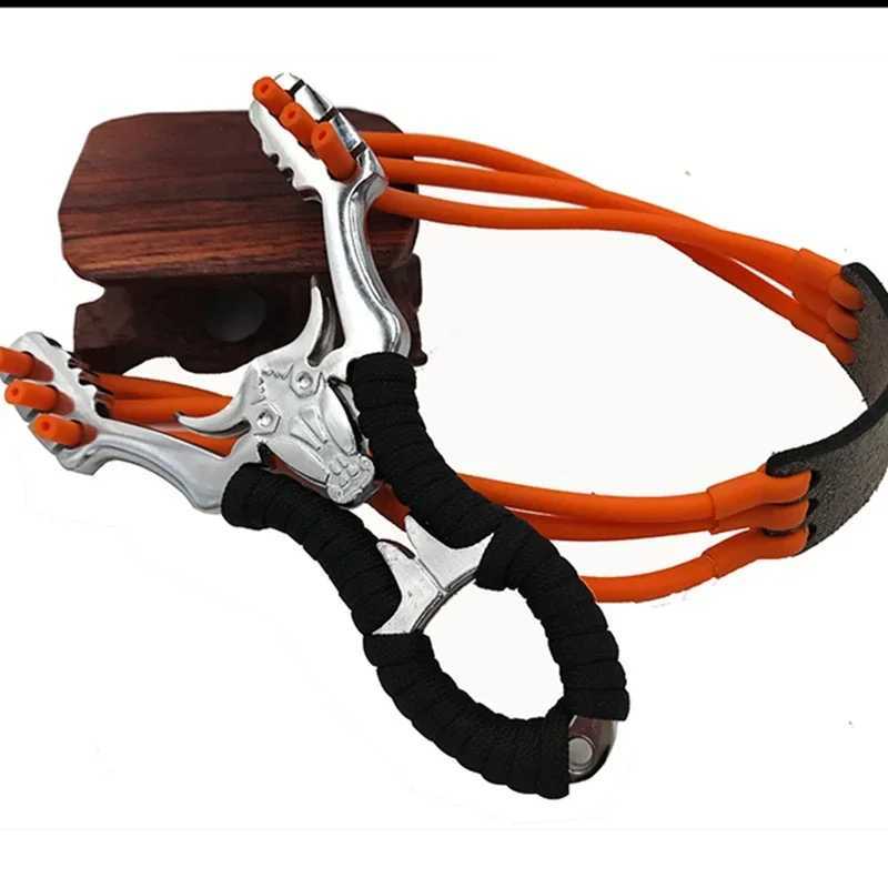 Outdoor precision competition hunting slingshot new stainless steel metal rubber strap bullhead high-power slingshot toy W240905
