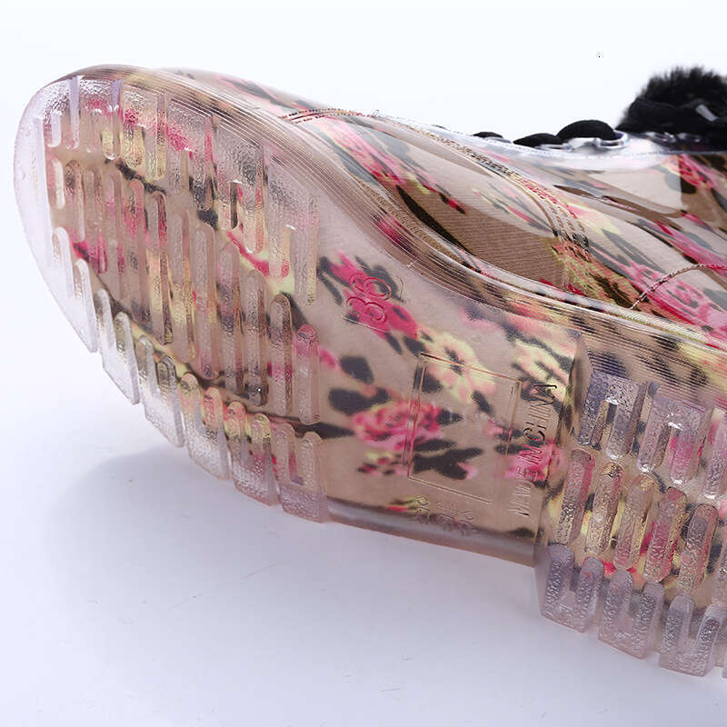 Women Transparent Waterproof Colorful Spring Autumn Shoes Rain Boot Woman Leopard Print Ankle Boots Large Size 40