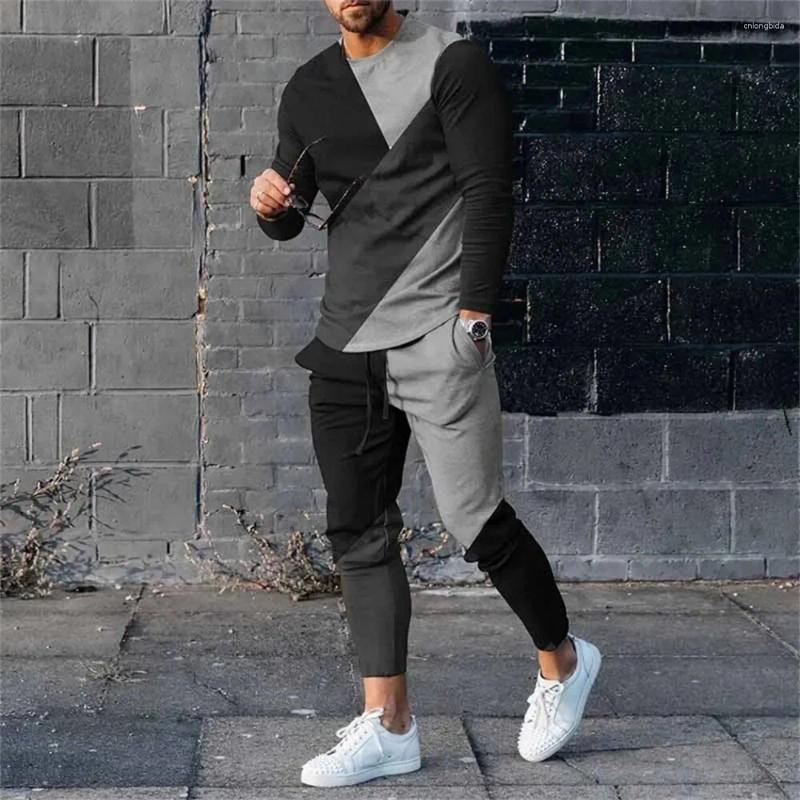 Men's Tracksuits Sweatshirt Pants 2 Piece Sets O Neck Long Sleeve T Shirt Sweatpants Male Oversized T-shirts Sportswear Clothing