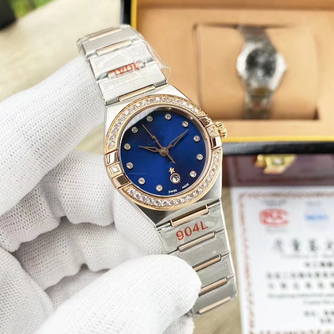 The latest women's watch diamond design simple 3-pin classic women's watch 316L stainless steel strap imported Swiss quartz watch battery diameter 29mm