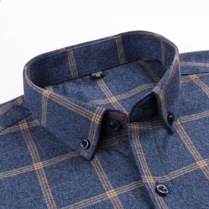 Pure Cotton Mens Plaid Shirt Long Sleeve Regular Fit Men Casual Oversized Shirt Leisure Autumn Male Plus Size 240903