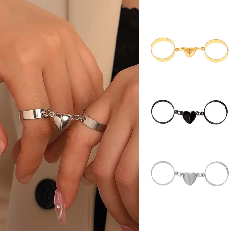 European-Inspired Adjustable Couple Ring Sets - Chic Magnetized Finger Jewelry