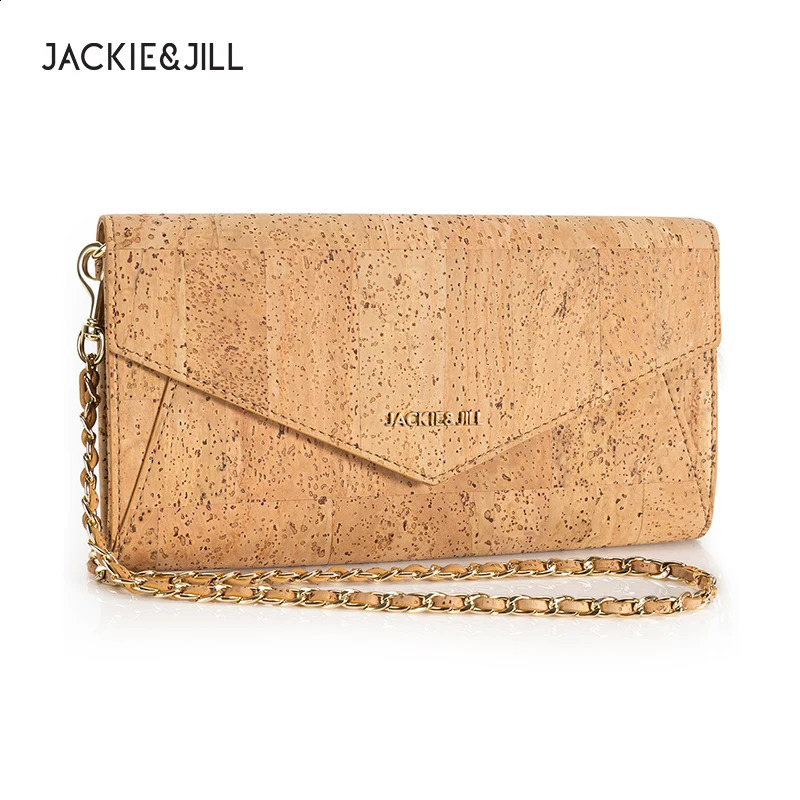 Ladies pocket cork evening cross body bag with chain envelope shoulder bag used for weddings/dances/parties 240904