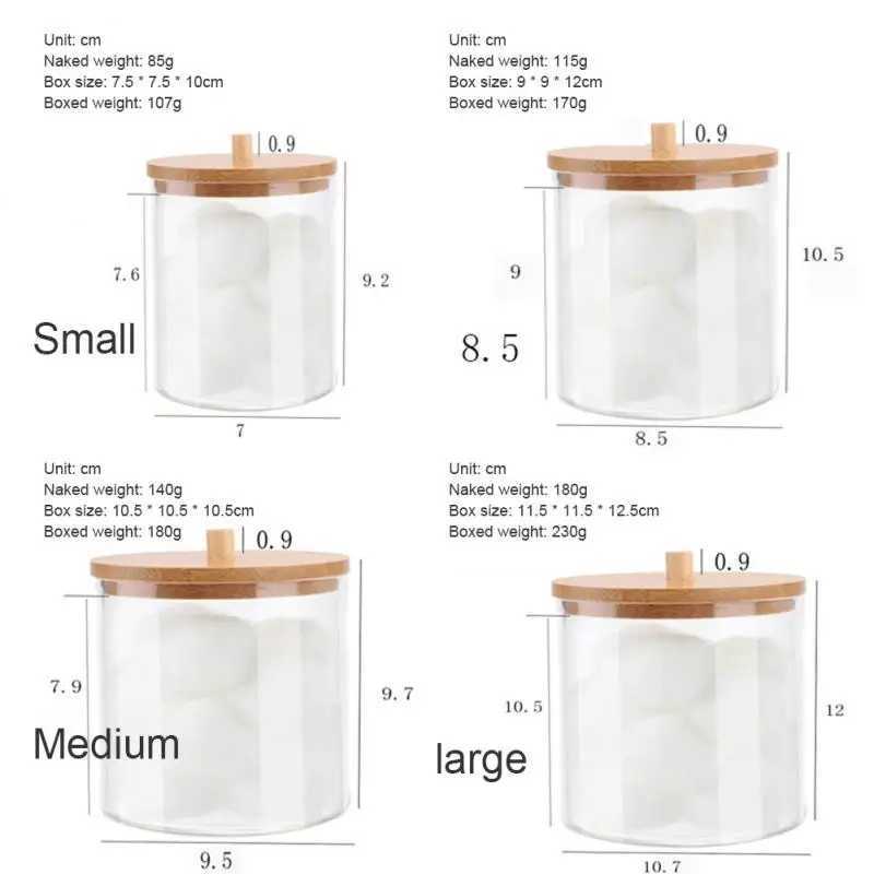 Acrylic Storage Box Bathroom Jar Makeup Organizer Cotton Round Pad Holder Cotton Swab Box Qtip Holder Dispenser with Bamboo Lid Y240906