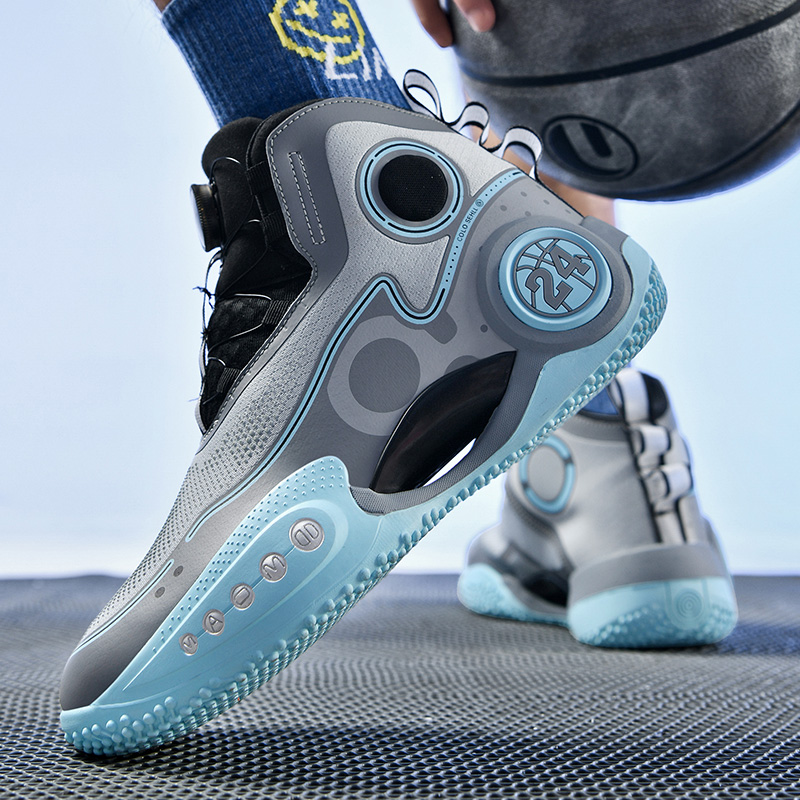 Summer New Basketball Shoes Men Breathable Basketball Boots Shock-Absorbant High-top Sneakers Quick Lacing Outdoor Trainers