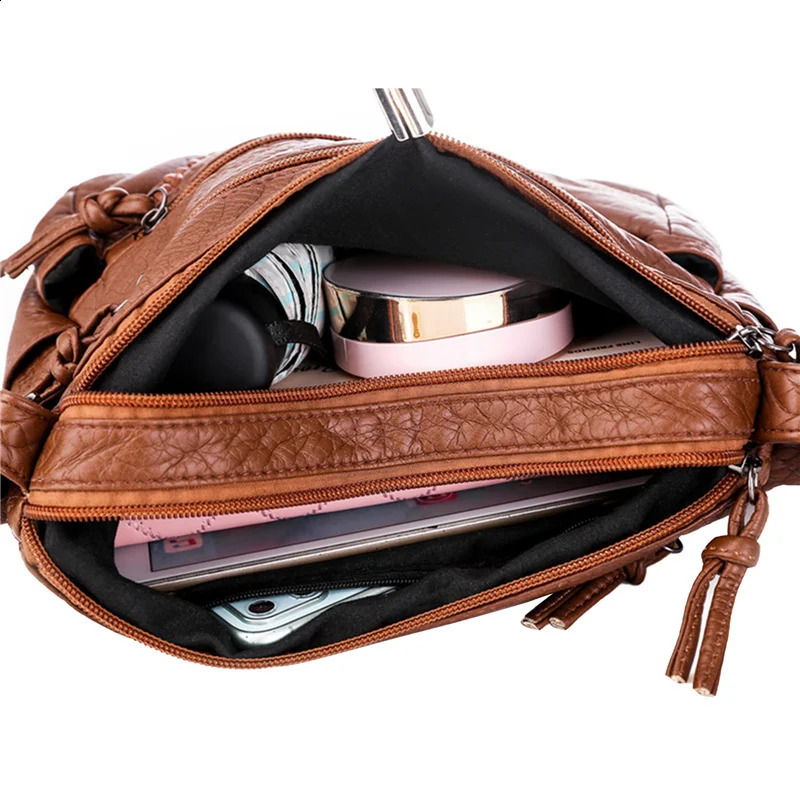Arrival Women Shoulder Bags Retro PU Leather Messenger Bag For mama Lightweight Crossbody Purse Female Handbags 240905