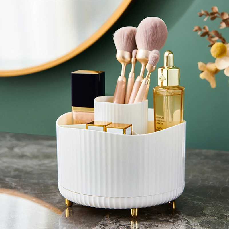 360 Rotating Makeup Organizer Large Capacity Desktop Cosmetic Storage Box Portable Lipstick Makeup Brush Pen Holder for Bathroom Y240906