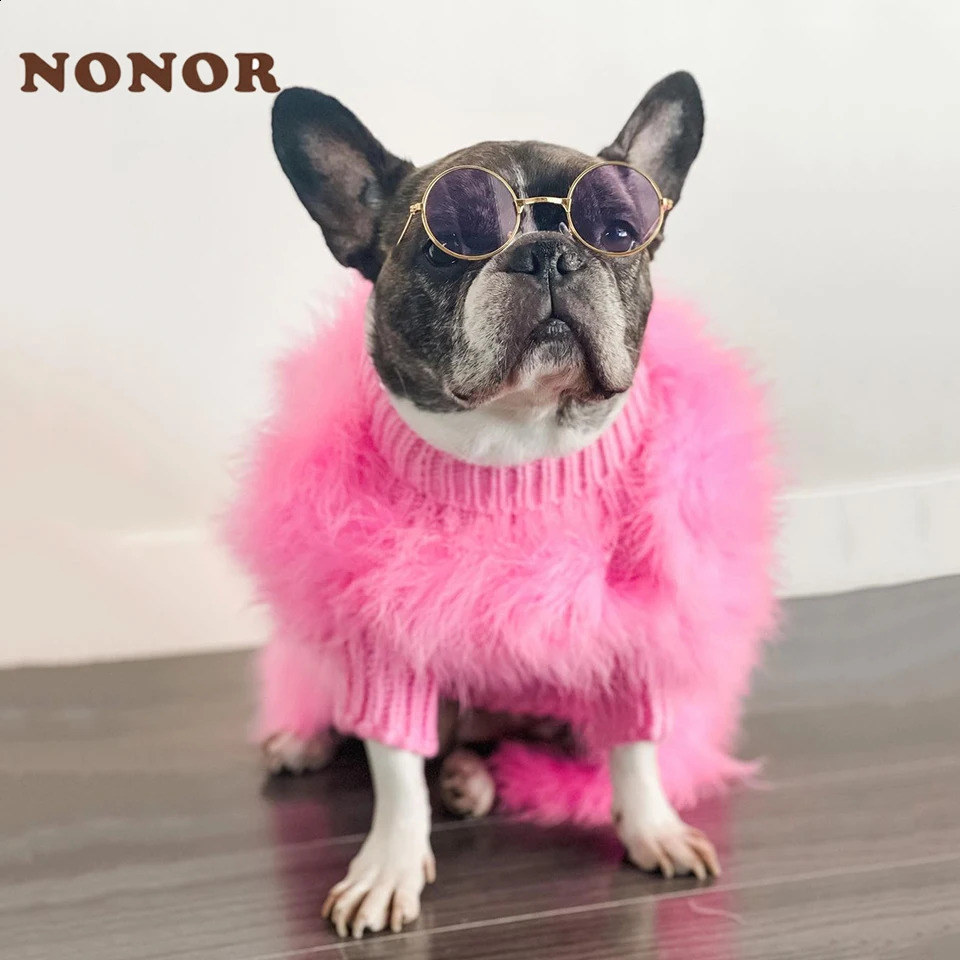 NONOR Fur Dog Coat Autumn and Winter Warmth French bulldog Pug Bichon Dog Sweater Pet Warm Core Yarn Pet Clothes 240904