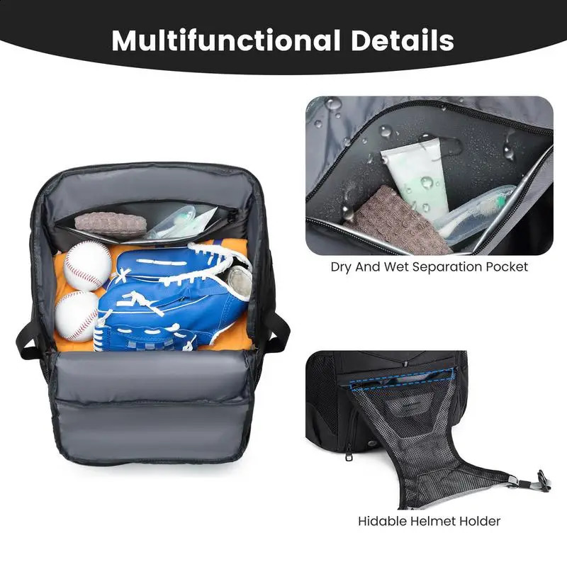 Baseball Softball Bag With Shoe Compartment Fence Hook Holds Bat Gloves Helmets Gear For Youth Boys And 240902