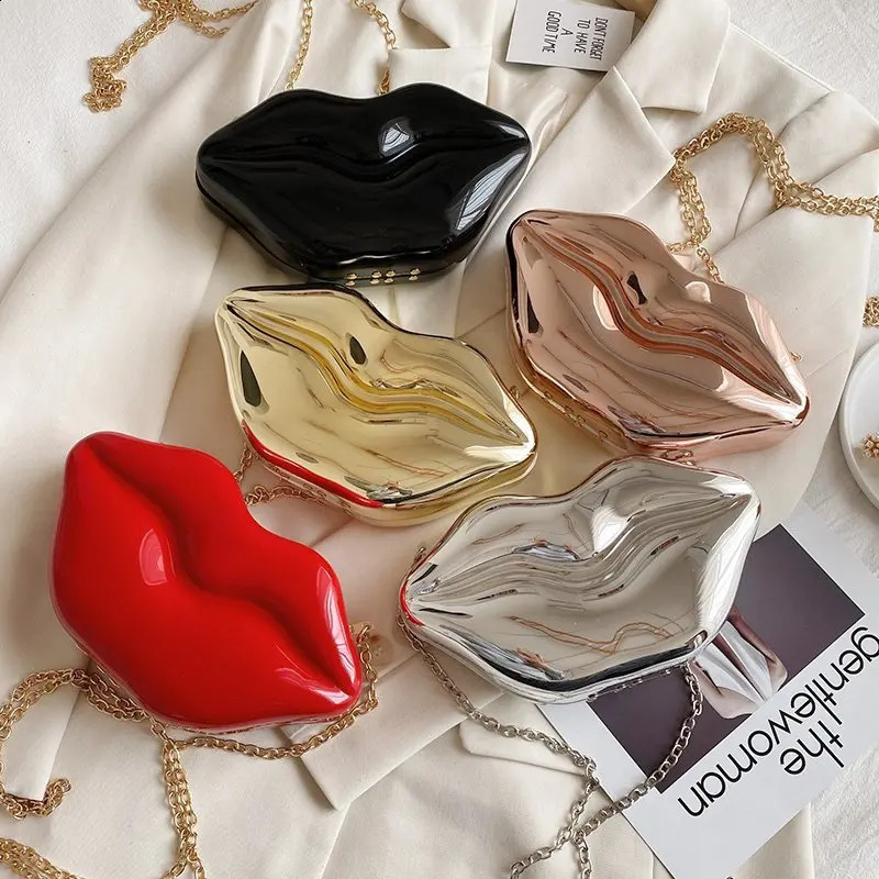 Funny Mouth Shaped Crossbody Bag for Women Creative Lips Shoulder Bags Cute Acrylic Small Box Female Purses 240904