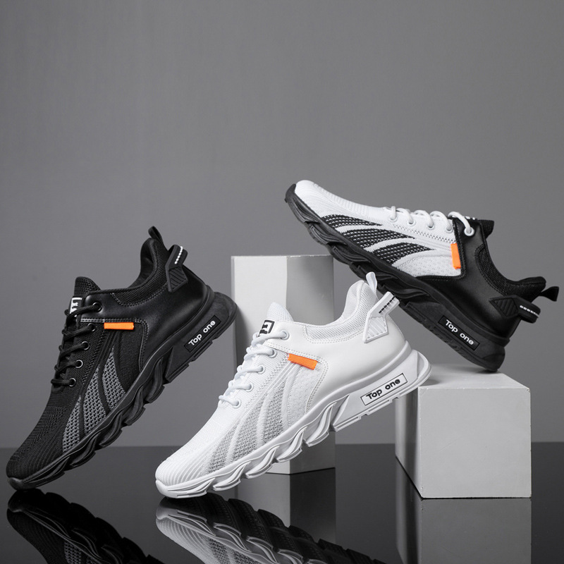 Sneakers: Men's Mesh Breathable Casual Lace-Up Vulcanized Walking Shoes 4