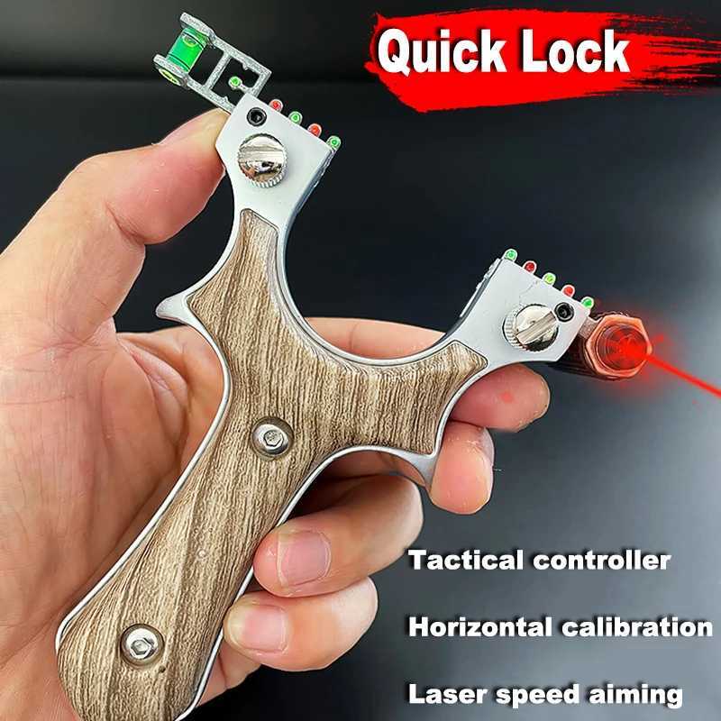 Alloy slingshot wood grain slingshot outdoor hunting supplies precision hunting slingshot manual tools W240905