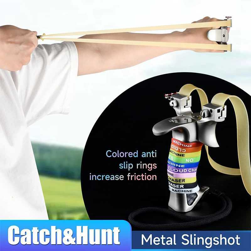 8020/9025 sturdy metal slingshot with shock-absorbing tail cover comfortable grip slingshot professional outdoor hunting and shooting set W240905