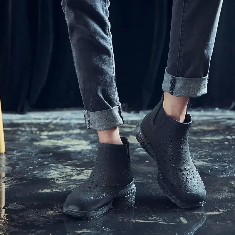 Rain Shoes Rubber Shoe Platform Ankle 2024 Autumn Winter Slip on Booties Boots for Men Waterproof Work Botas 527f