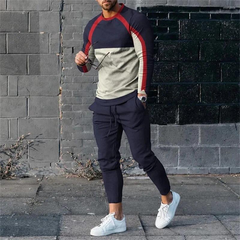 Men's Tracksuits Sweatshirt Pants 2 Piece Sets O Neck Long Sleeve T Shirt Sweatpants Male Oversized T-shirts Sportswear Clothing