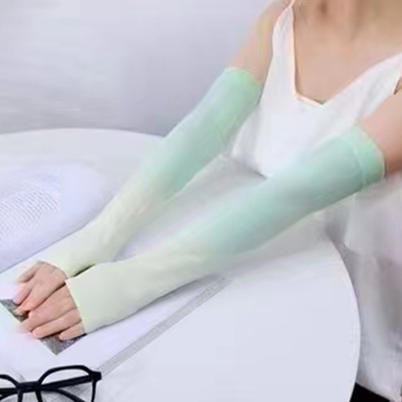 Gradient sunscreen dazzle color ice sleeve women summer ice silk sleeve set two-color UV protection