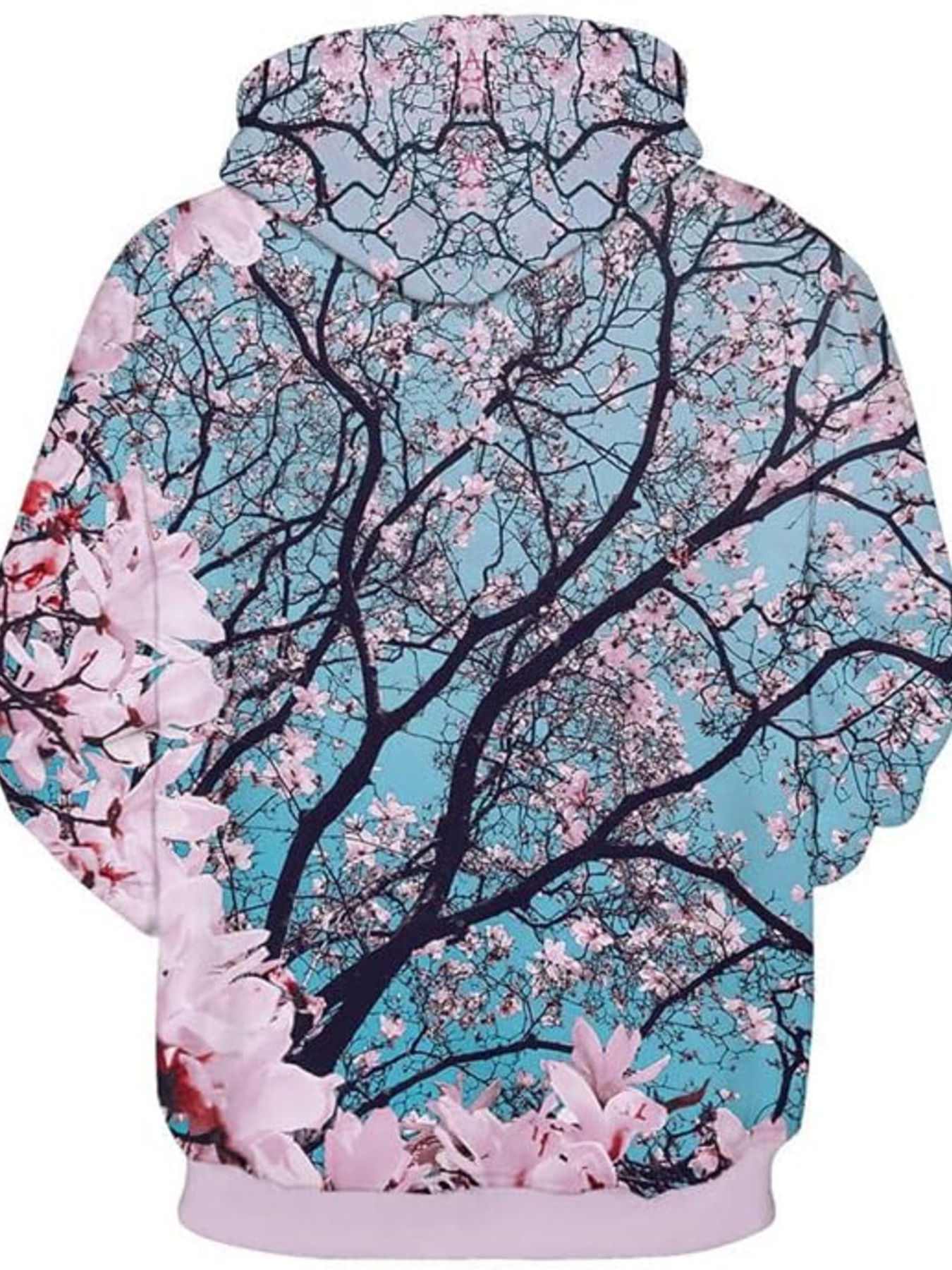 Hoodie for Mens Womens White Cherry Blossom Hoodies for Men Women Fashion 3D Print Hooded Sweatshirt Pullover Hoodie Jacket Graphic