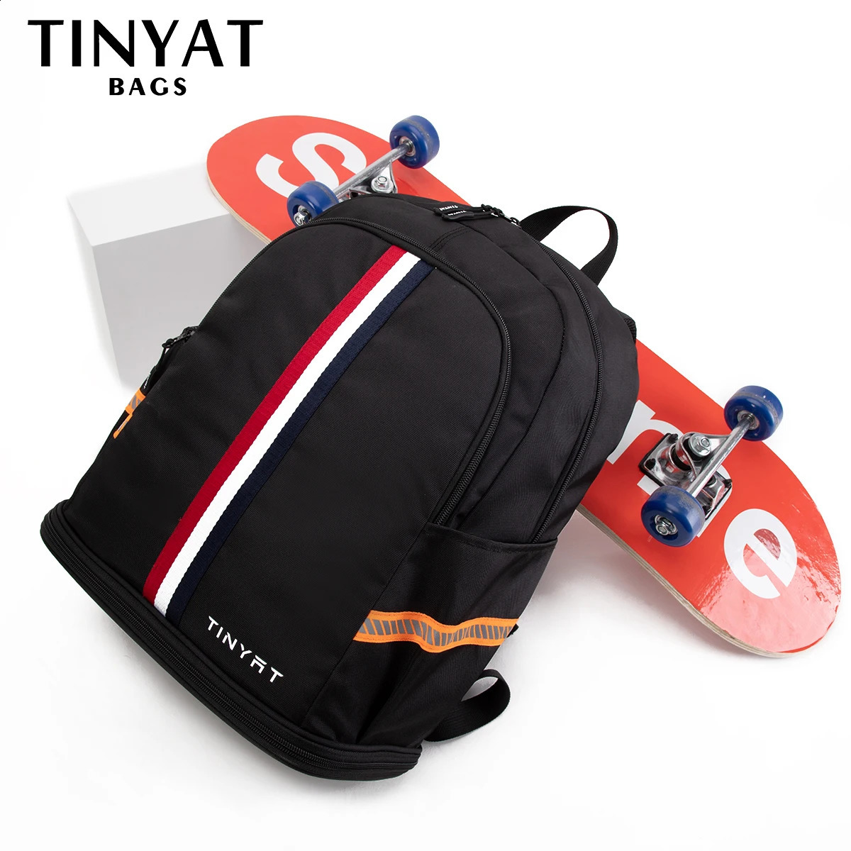 TINYAT School Backpack Mens Waterproof Back to Travel Bag with Shoe Storage Foldable Durable for Student Use 240903