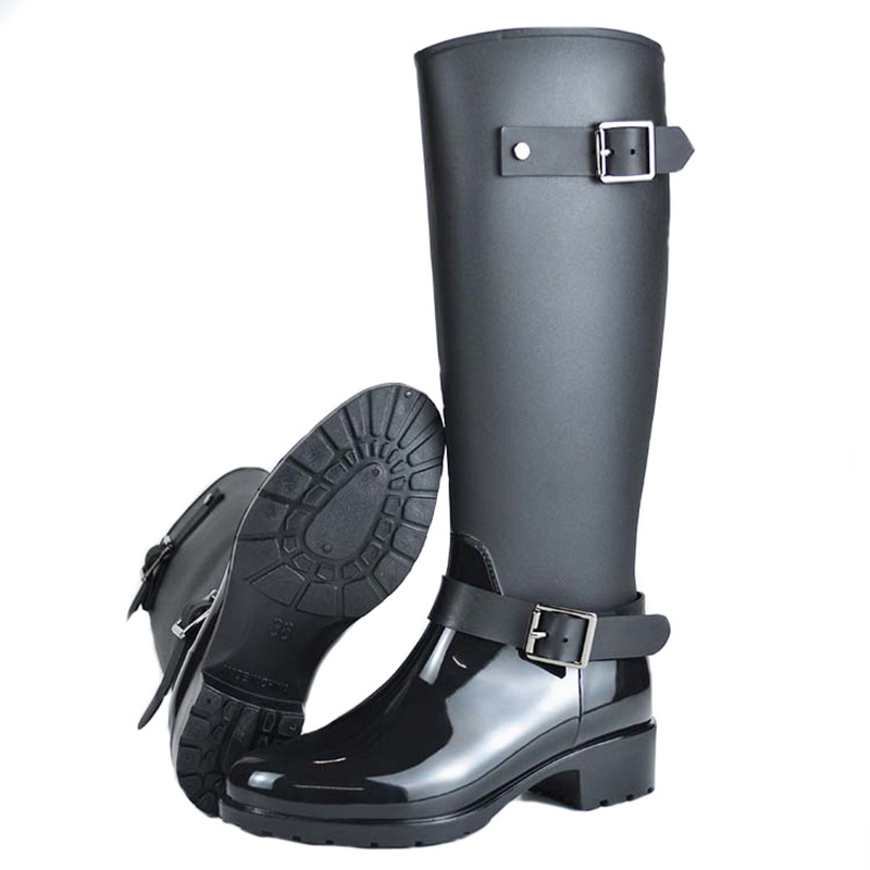 winter Spring brand design mid-calf student zip rain boots preppy shoes woman buckle rubber rainboots 786 4156