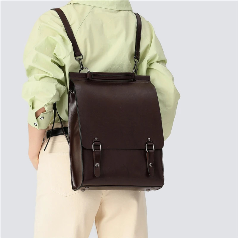 Burminsa vintage denim leather womens bag trend ner travel school A4 work shoulder 240903