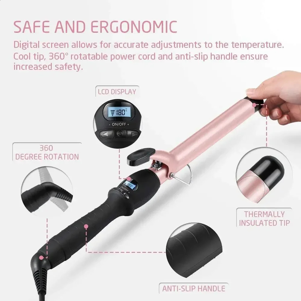 Professional LCD digital curling iron electric curling iron curling tool curling iron ceramic styling 32mm 25mm 19mm 240903